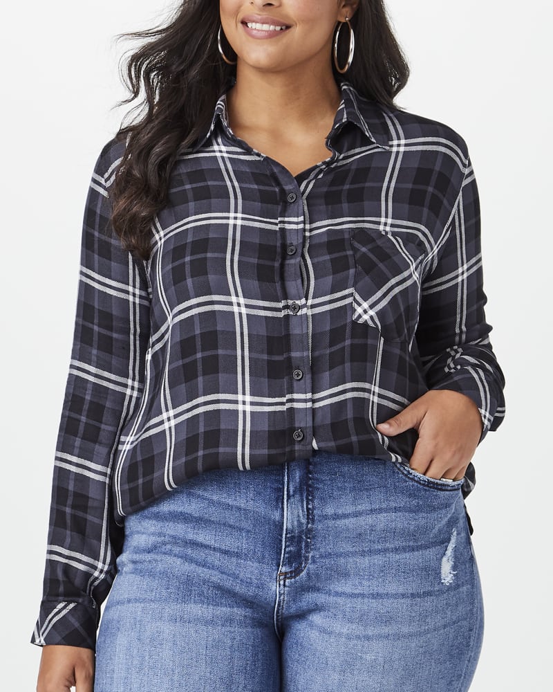 Front of plus size Loring Plaid Button-Down by Dex Plus | Dia&Co | dia_product_style_image_id:147257